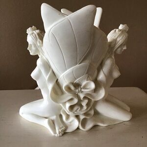 Vintage Nymph Fairies Art Deco Nouveau Ivory Resin Vase